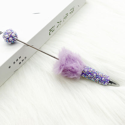 FS1507-Pearl Sparkling Beadable Pen With Flufy