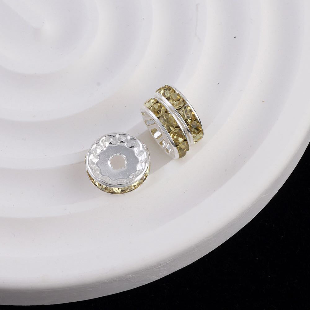 FS0077-12MM Metal Circle Spacers with Rhinestones in Solid Colors