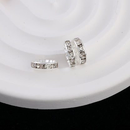 FS0077-12MM Metal Circle Spacers with Rhinestones in Solid Colors