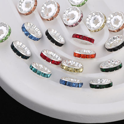 FS0077-12MM Metal Circle Spacers with Rhinestones in Solid Colors