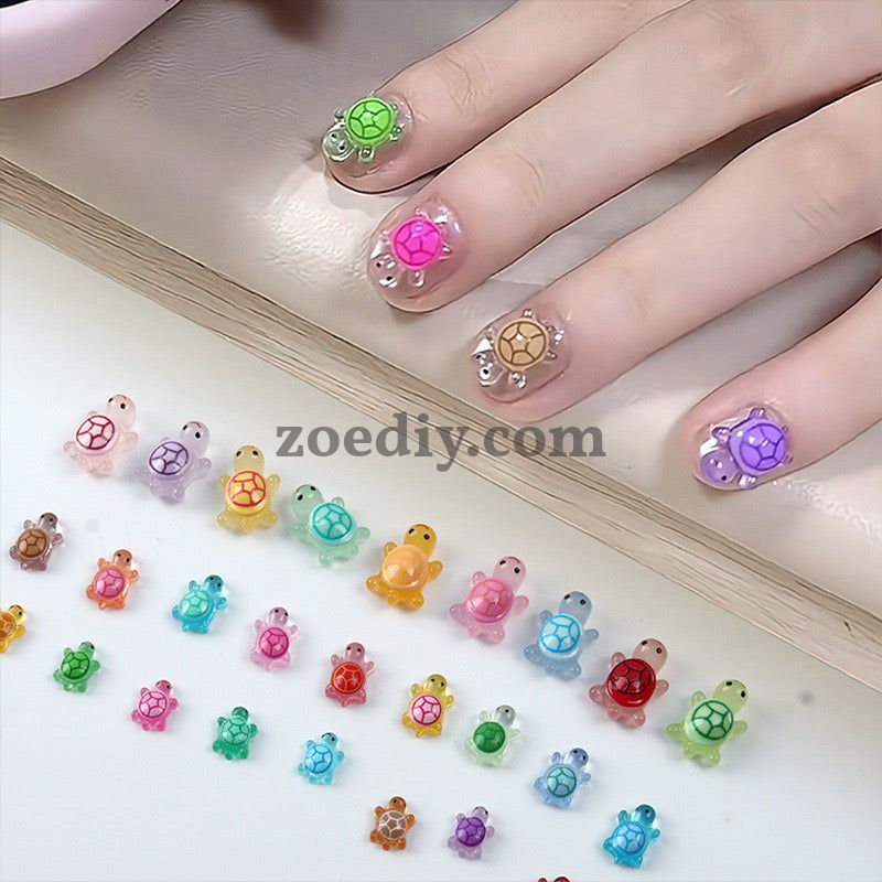 FS1585-11MM Size Luminous Turtle Nail Resin Charms For Making Fancy Pen Or Fancy Bead