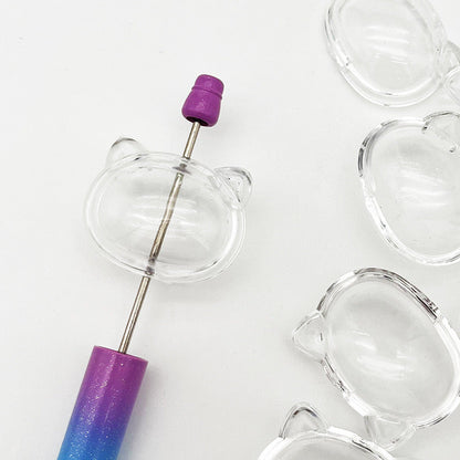 FS0872-35*28MM Cat Head Clear Box Shaker Acrylic Beads Fit For Beadable Pens