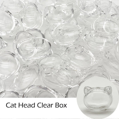 FS0872-35*28MM Cat Head Clear Box Shaker Acrylic Beads Fit For Beadable Pens