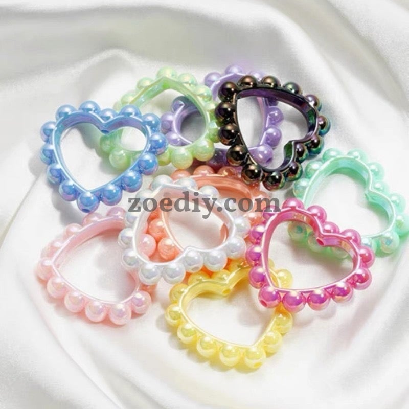 FS2296-39MM Mixed Color Solid Color Heart-shaped Acrylic Bead Frame Fit For Beadable Pens