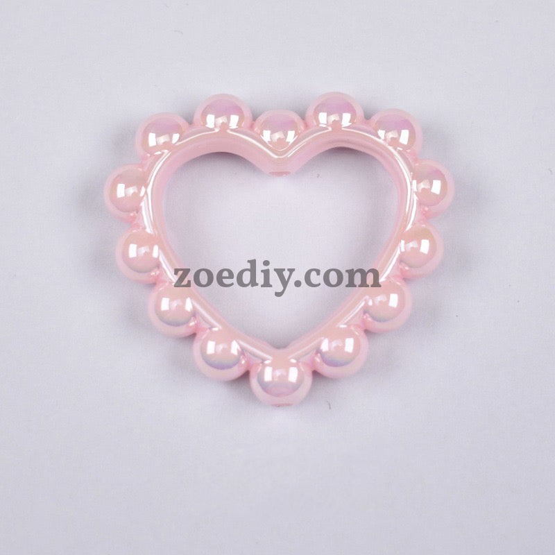 FS2296-39MM Mixed Color Solid Color Heart-shaped Acrylic Bead Frame Fit For Beadable Pens