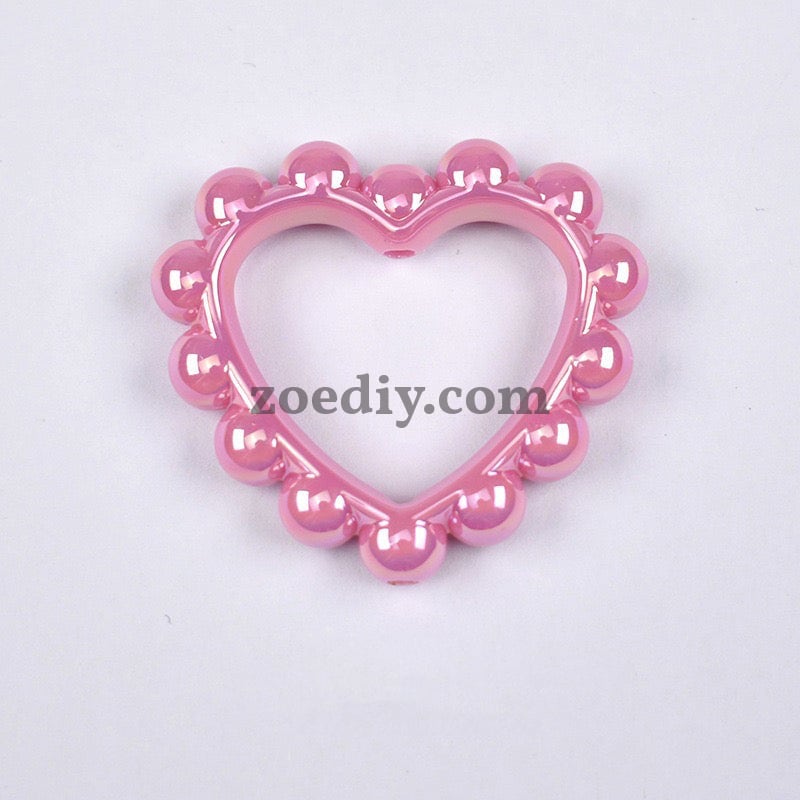 FS2296-39MM Mixed Color Solid Color Heart-shaped Acrylic Bead Frame Fit For Beadable Pens