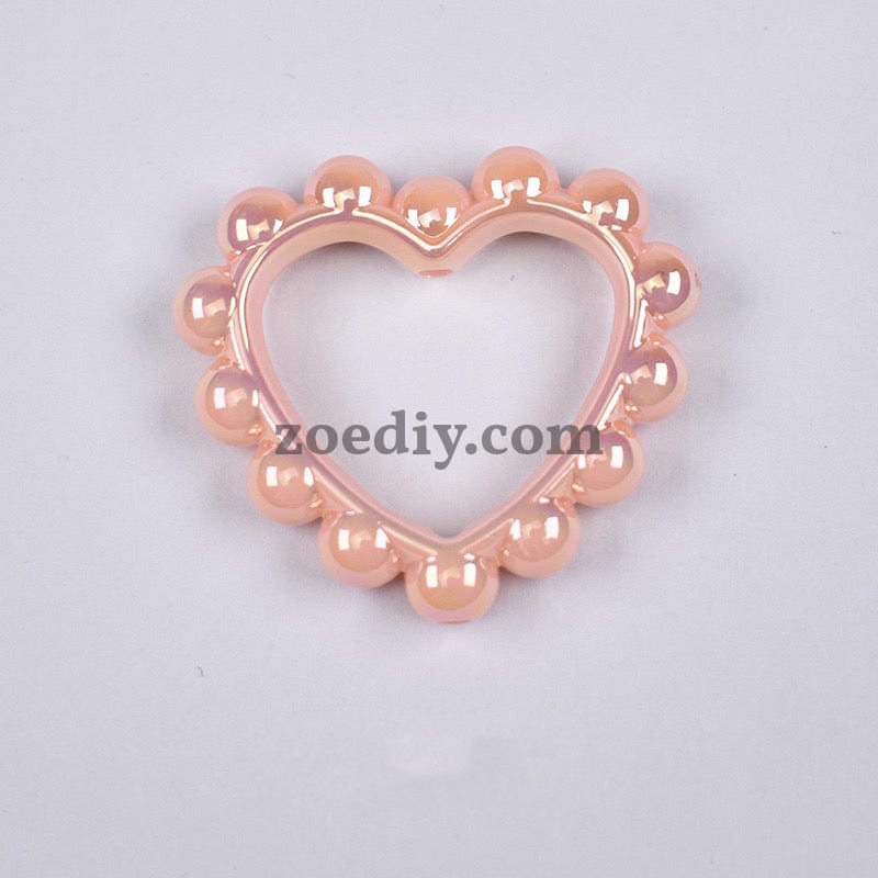 FS2296-39MM Mixed Color Solid Color Heart-shaped Acrylic Bead Frame Fit For Beadable Pens