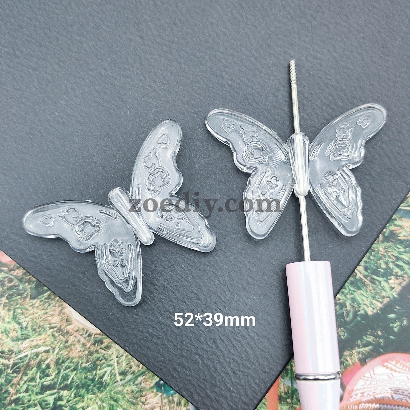 FS1590-52*39MM Big Clear Butterfly Based Acrylic Beads Fit For Beadable Pens