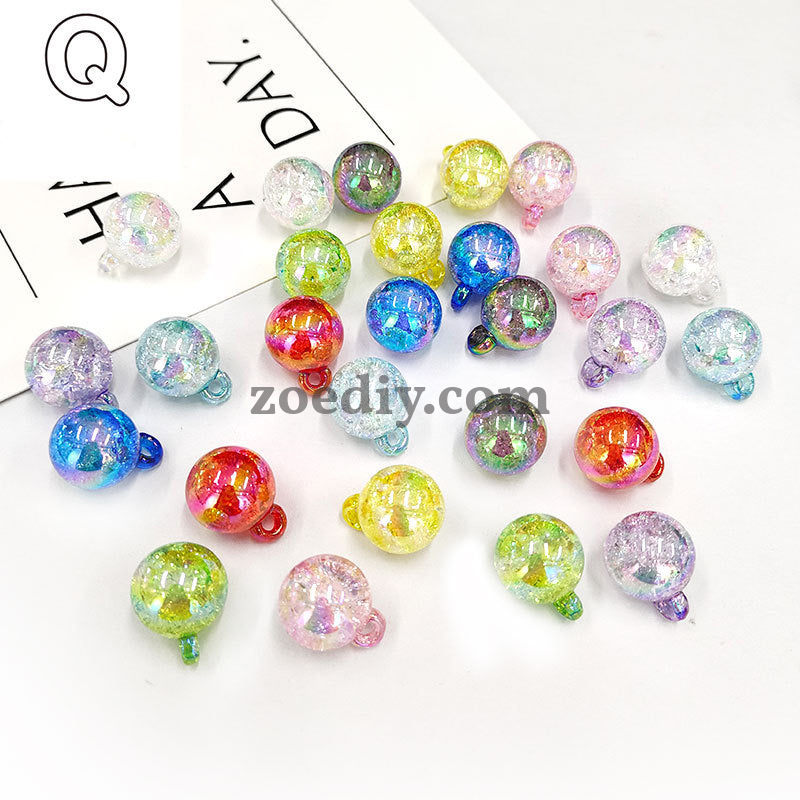 FS1602-16MM Crack Round Dangle Charms Beads For Making Car Hangers