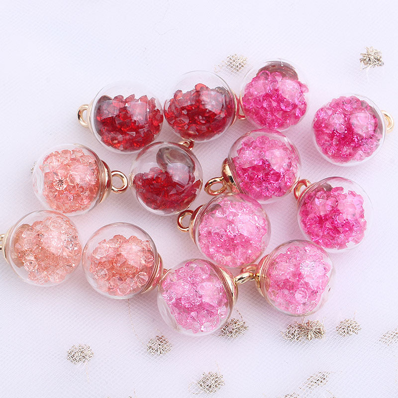 FS1969-16MM Crystal Chips in Glassball  Dangle Beads For Making Car Hangers