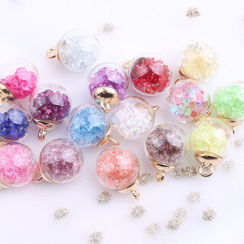 FS1969-16MM Crystal Chips in Glassball  Dangle Beads For Making Car Hangers