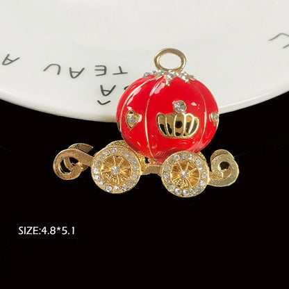 FS1426-4.8*5.1mm Pumpkin Cart Alloy Charms, Alloy Cinderella Pumpkin Cart