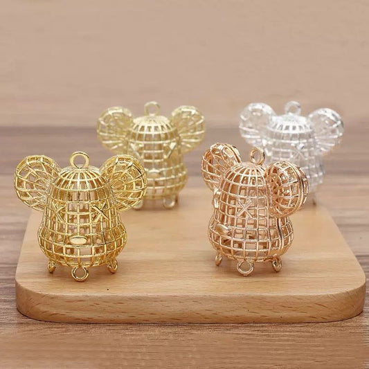 FS4880-36*37mm Palace Lantern Accessories Alloy Three-dimensional Rabbit, Goldfish, Gourd, Flower Basket Hollowed-Out Lantern