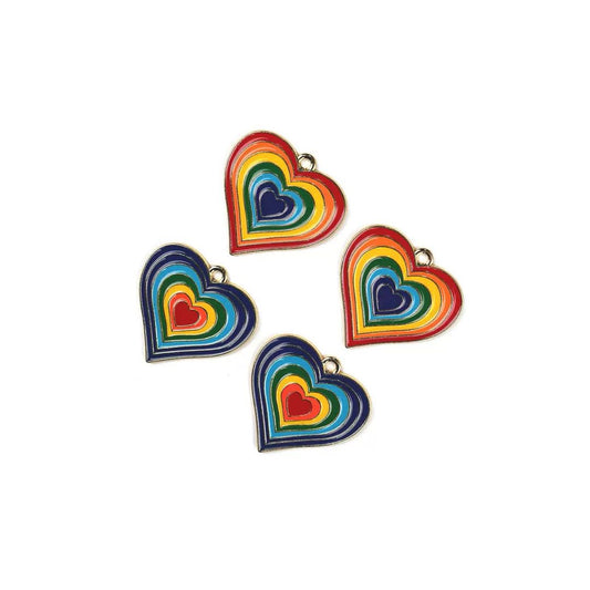 FS4123-28*28.5mm Rainbow Heart Alloy Charms
