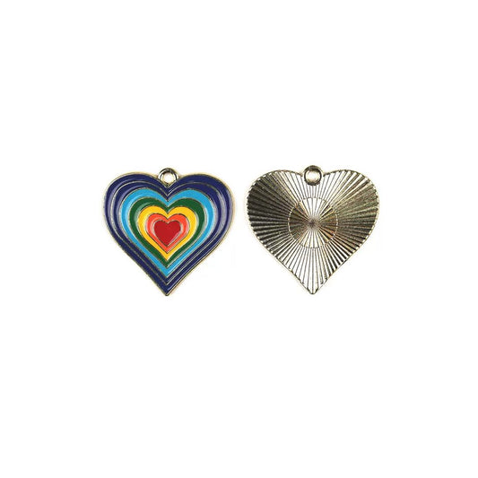 FS4123-28*28.5mm Rainbow Heart Alloy Charms