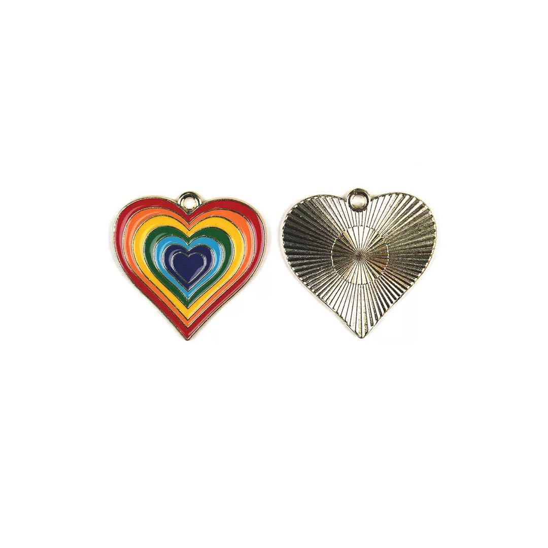 FS4123-28*28.5mm Rainbow Heart Alloy Charms