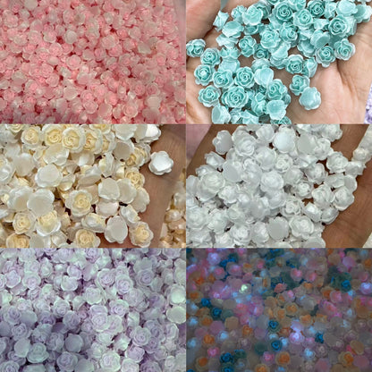 [KM6937]- 8mm Two-Color Luminous Pearl Paint Rose Flower Charms