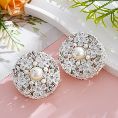 FS5386- 37mm Round Flower Beads, Five Diamond Flower Metal Beads, Fit For Pen