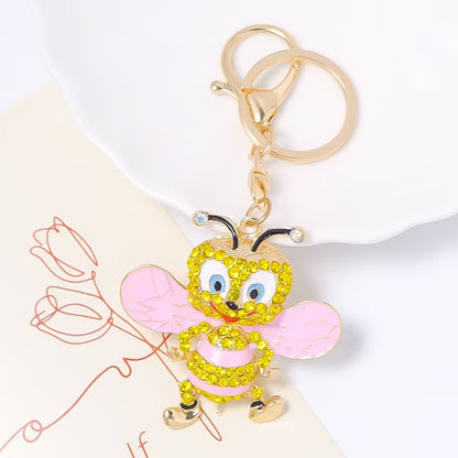 FS5330-57*57.5mm Metal Diamond-Embedded Cute Bee Keychain