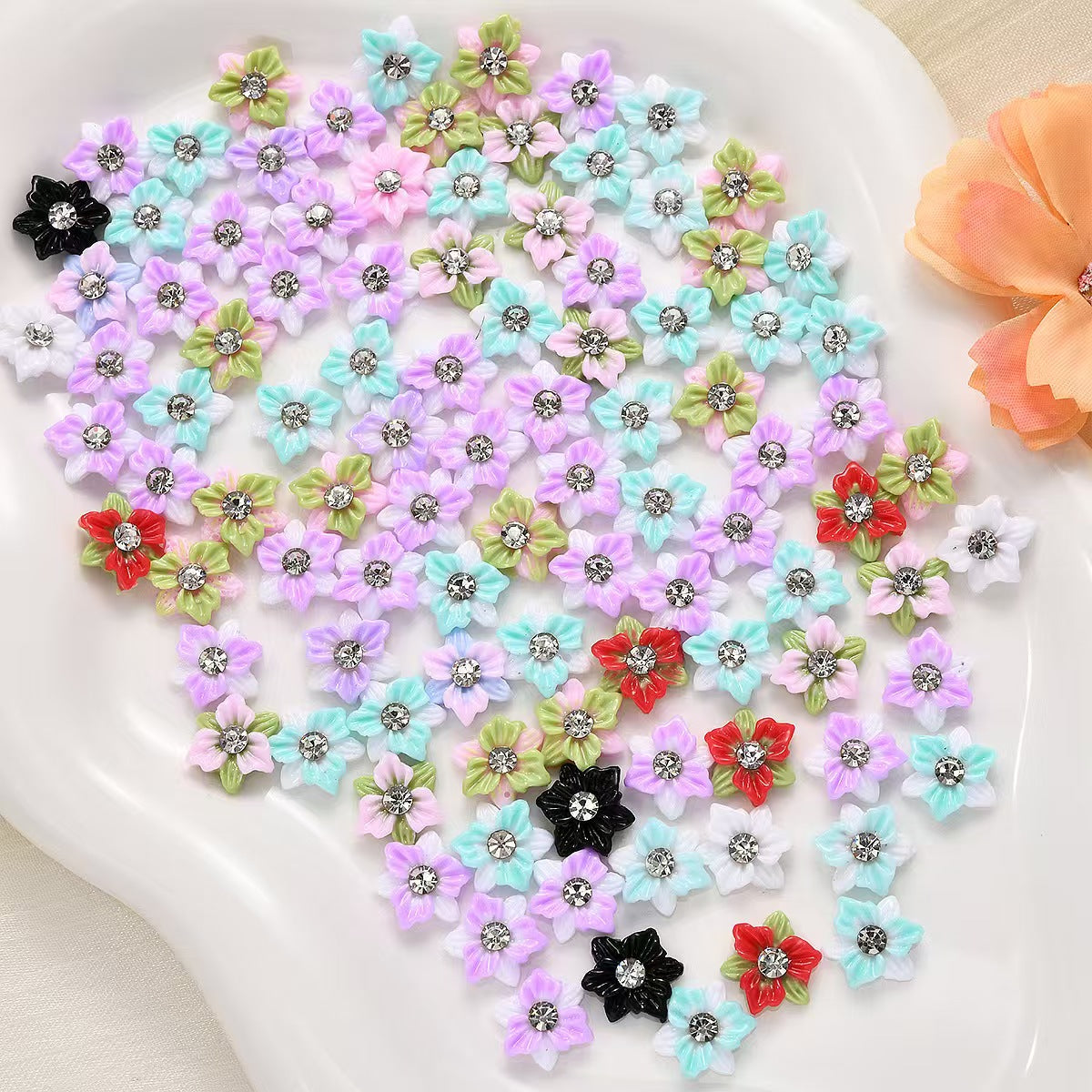 FS5525- 9Mm Two-Layer Three-Petal Diamond Drill Flower Nail Stickers
