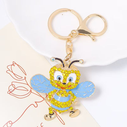 FS5330-57*57.5mm Metal Diamond-Embedded Cute Bee Keychain