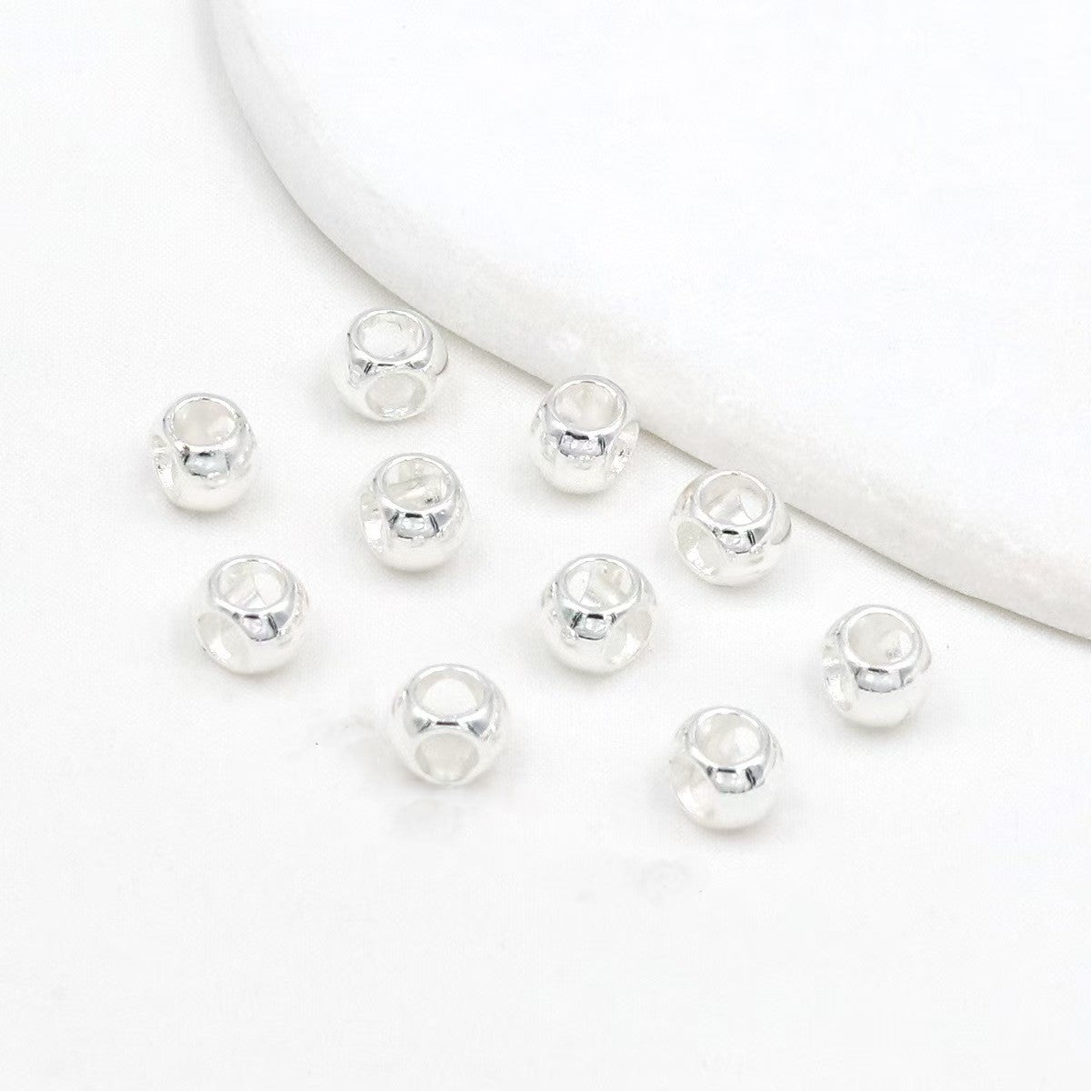 FS3610- 5mm Metal 4 Hole Beads Gold-plated And Silver-plated Small Metal Four-way Beads