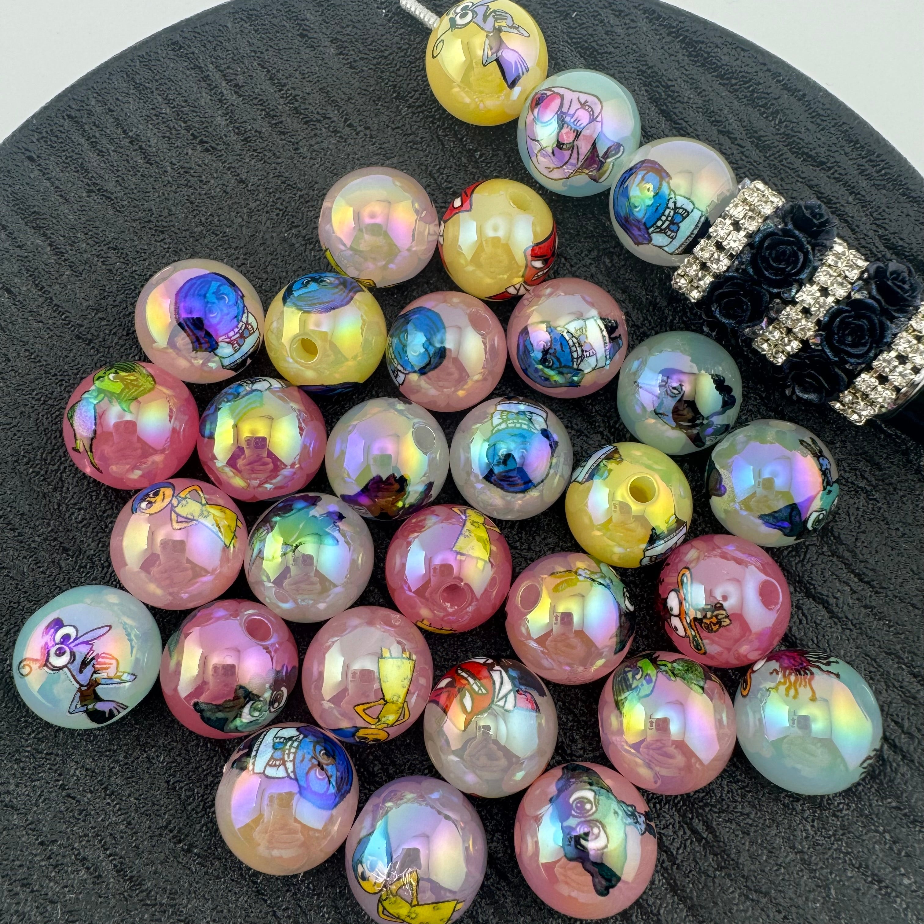 FS2008-16 MM Random Mixed Color Inside and Out Printed Acrylic Beads Fit For Beadable Pens