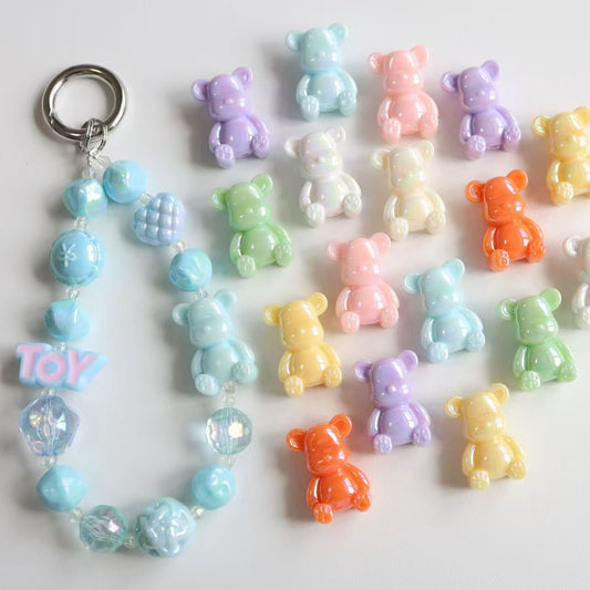 FS5575- 17*26mm Small Size Uv Bear Beads, Small Size Colored - Plated Bear Beads, Fit For Pen
