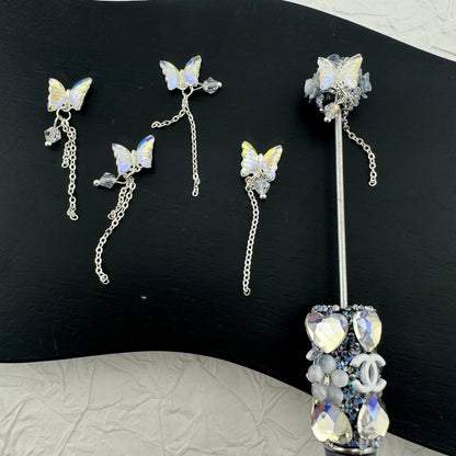 FS2732-1.2¡Á4.2cm AB Color Butterfly Nail Charms For Making Fancy Beads Or Fancy Pen