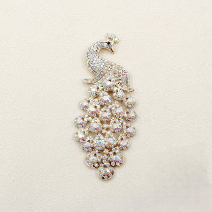 FS5323- Alloy Inlaid With Diamonds Colorful Peacock Metal Patch