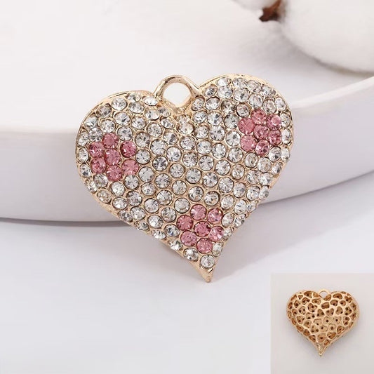 FS4981-40*43mm Plum Blossom Drill Heart Metal Pendant