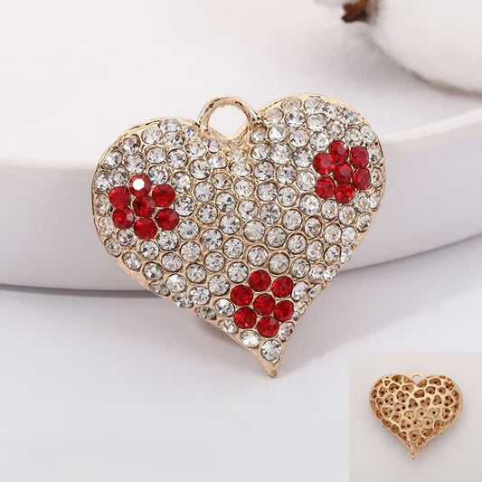 FS4981-40*43mm Plum Blossom Drill Heart Metal Pendant