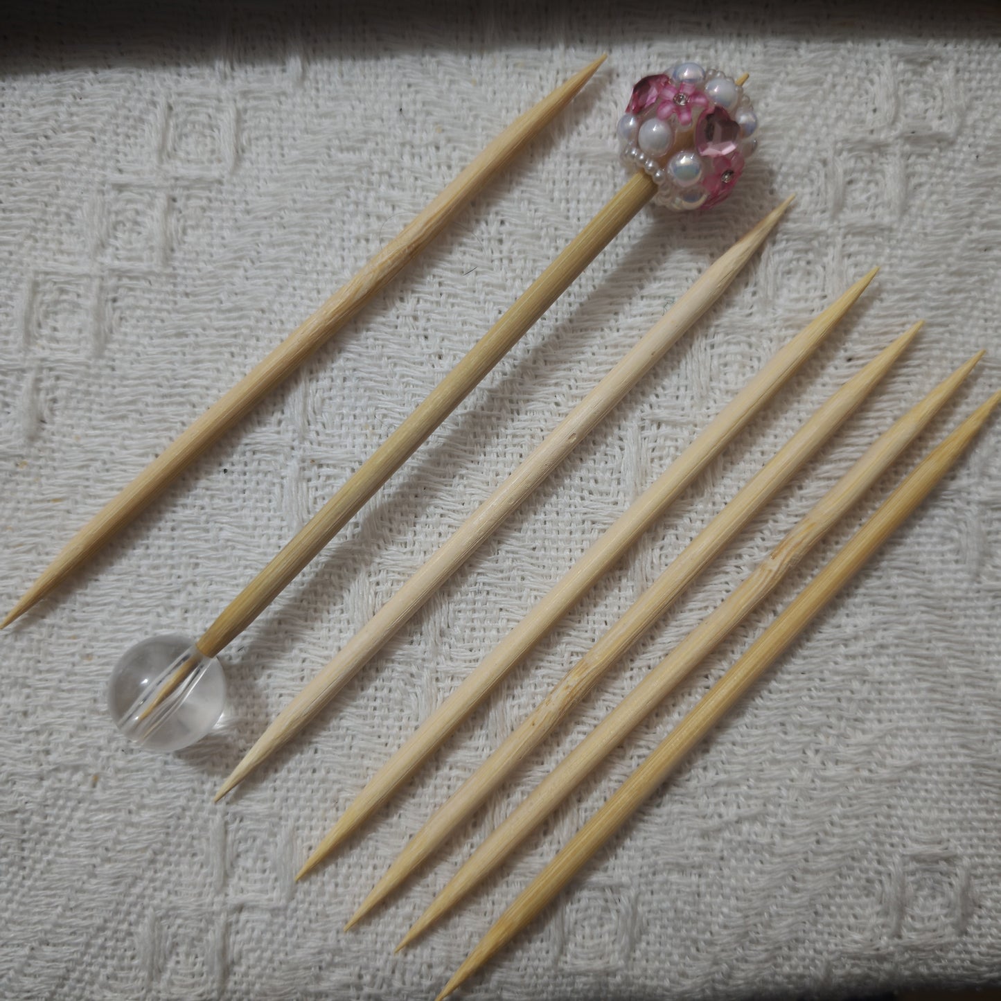 [KM6894]- Thickness: 4mm, Length: 12cm, Two Pointed Bamboo Skewer Sticker, for DIY Beads