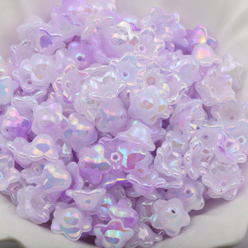 FS2282-7*12mm AB Gradient Color Valley Of Lily Flower Acrylic Beads For Making Car Hangers