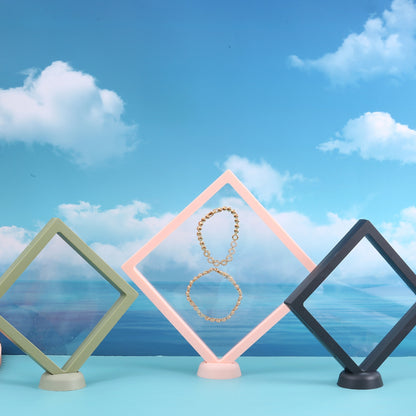 [KM6951]-7*7*2cm,[KM6952]-9*9*2cm,[KM6953]-11*11*2cm, PE Square Suspended Box Jewelry Box, Small Jewelry Ring Box, Suspended Anti-oxidation Exquisite Display Box, [KM6954]- 5.5*5.5*1.7cm Round Stands