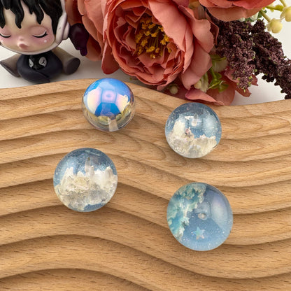 FS3521- Random Mixed Color 25mm Solize UV Resin Beads (Half Hole For Making Charms)