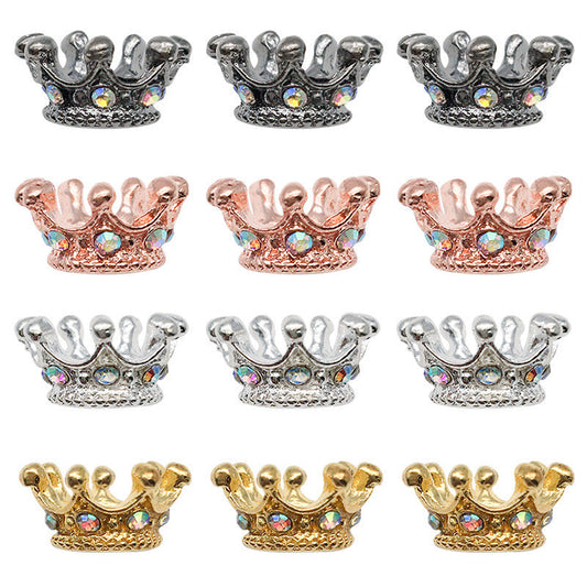 [KM1638]- 12MM Bling Bling Sparkling Metal Small Crown Spacers for Beads