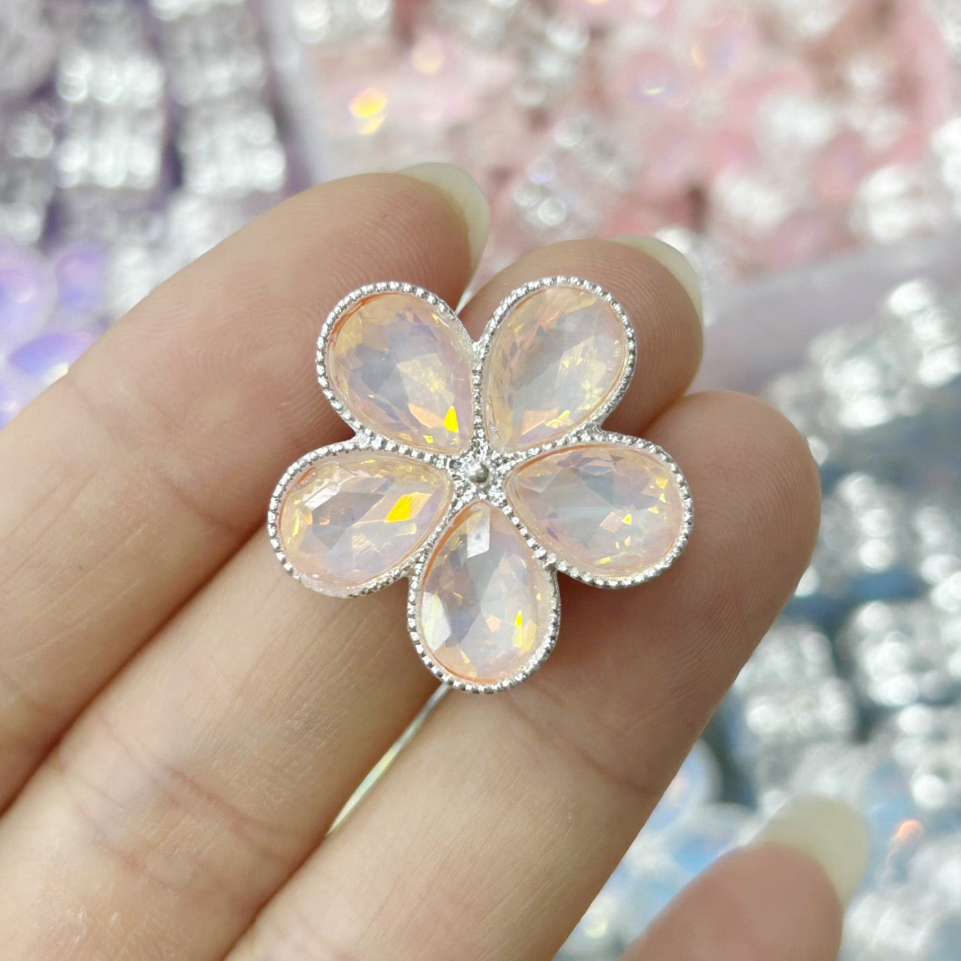 FS1642-25MM Mocha Diamond Flower Metal Beads Fit For Beadable Pen