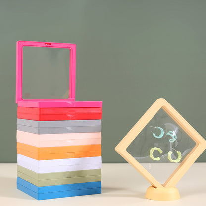 [KM6951]-7*7*2cm,[KM6952]-9*9*2cm,[KM6953]-11*11*2cm, PE Square Suspended Box Jewelry Box, Small Jewelry Ring Box, Suspended Anti-oxidation Exquisite Display Box, [KM6954]- 5.5*5.5*1.7cm Round Stands