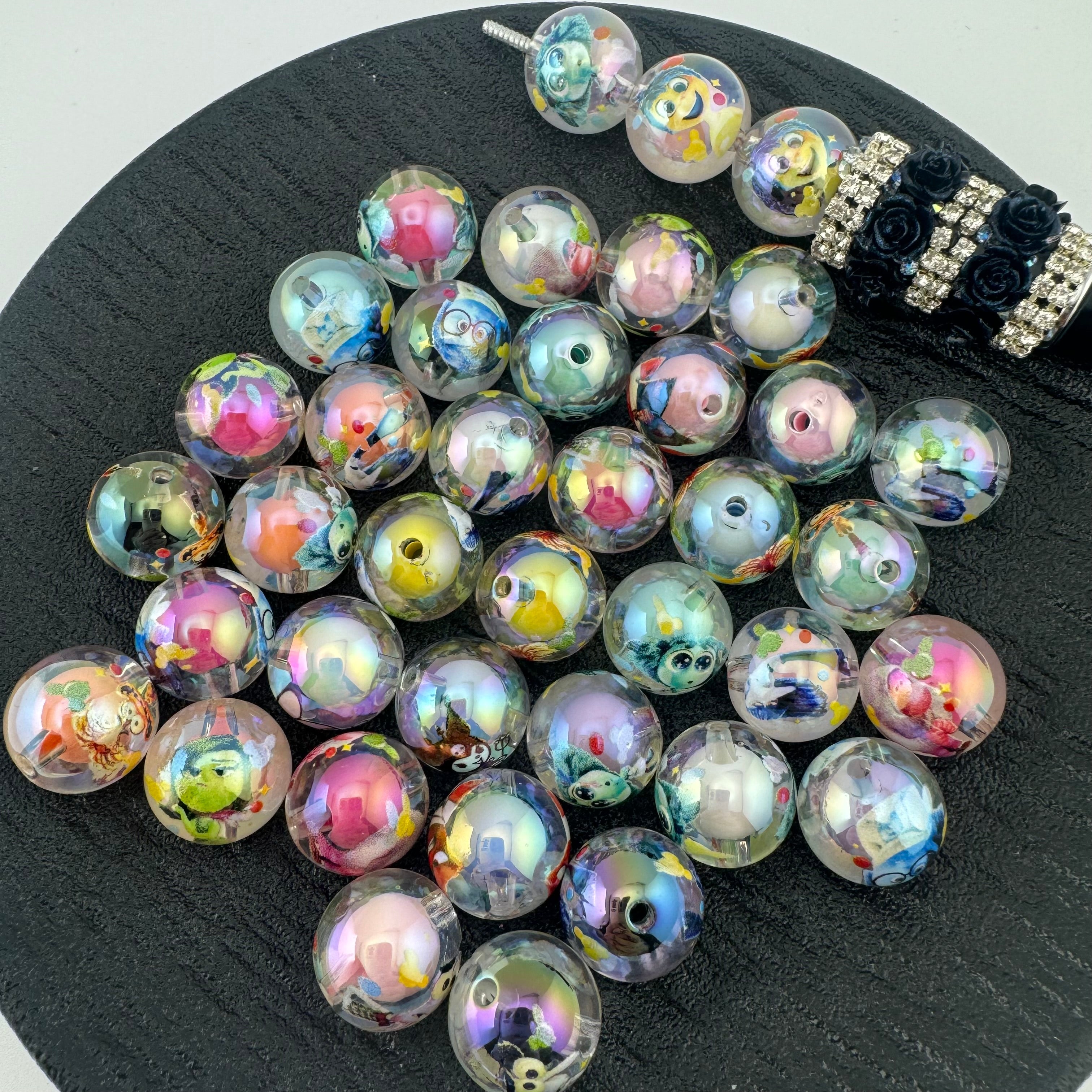 FS1996-16 MM Random Mixed Beads In Beads Inside And Out Printed Acrylic Beads Fit For Beadable Pens