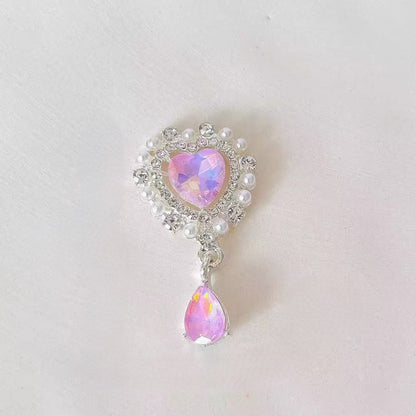 FS5262- 22*27mm Heart Metal Charms With Water Drop Heart-shaped Metal Patches With Water Drop Pendants