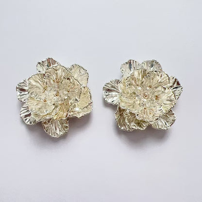 FS3779- 47mm Two-Layer UV Silver Crystal Flower Charms Two-Layer Crystal Flowers