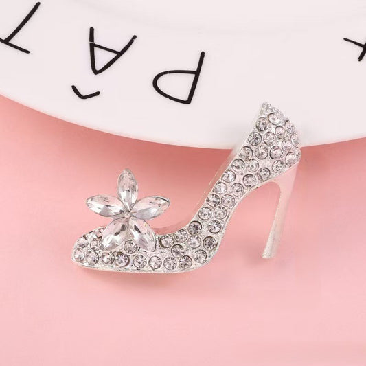 FS5322-47*31.5mm Alloy Inlaid Diamond Flower High Heels With Metal Patches