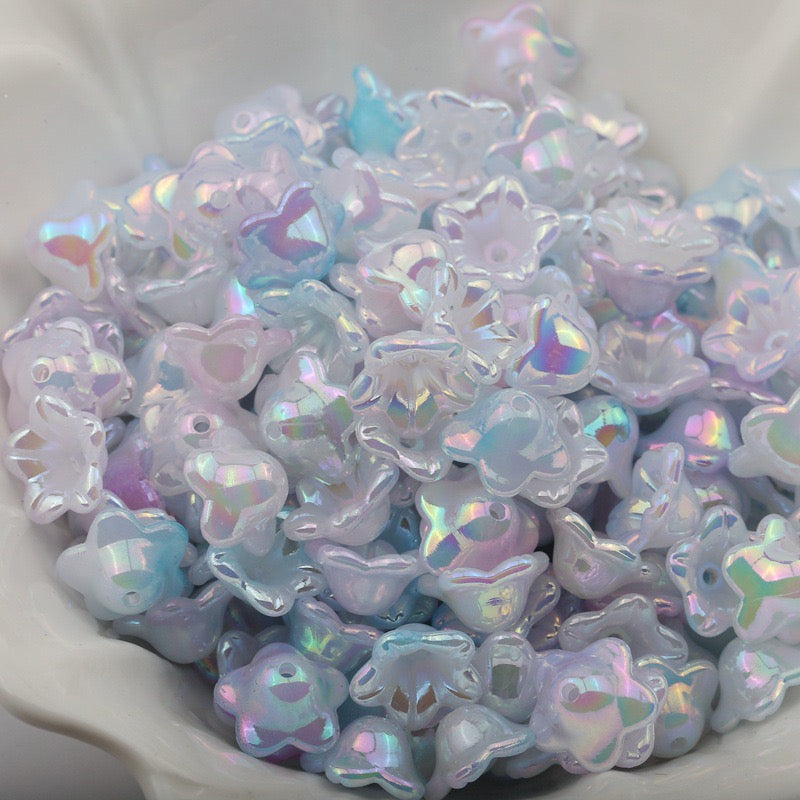 FS2282-7*12mm AB Gradient Color Valley Of Lily Flower Acrylic Beads For Making Car Hangers