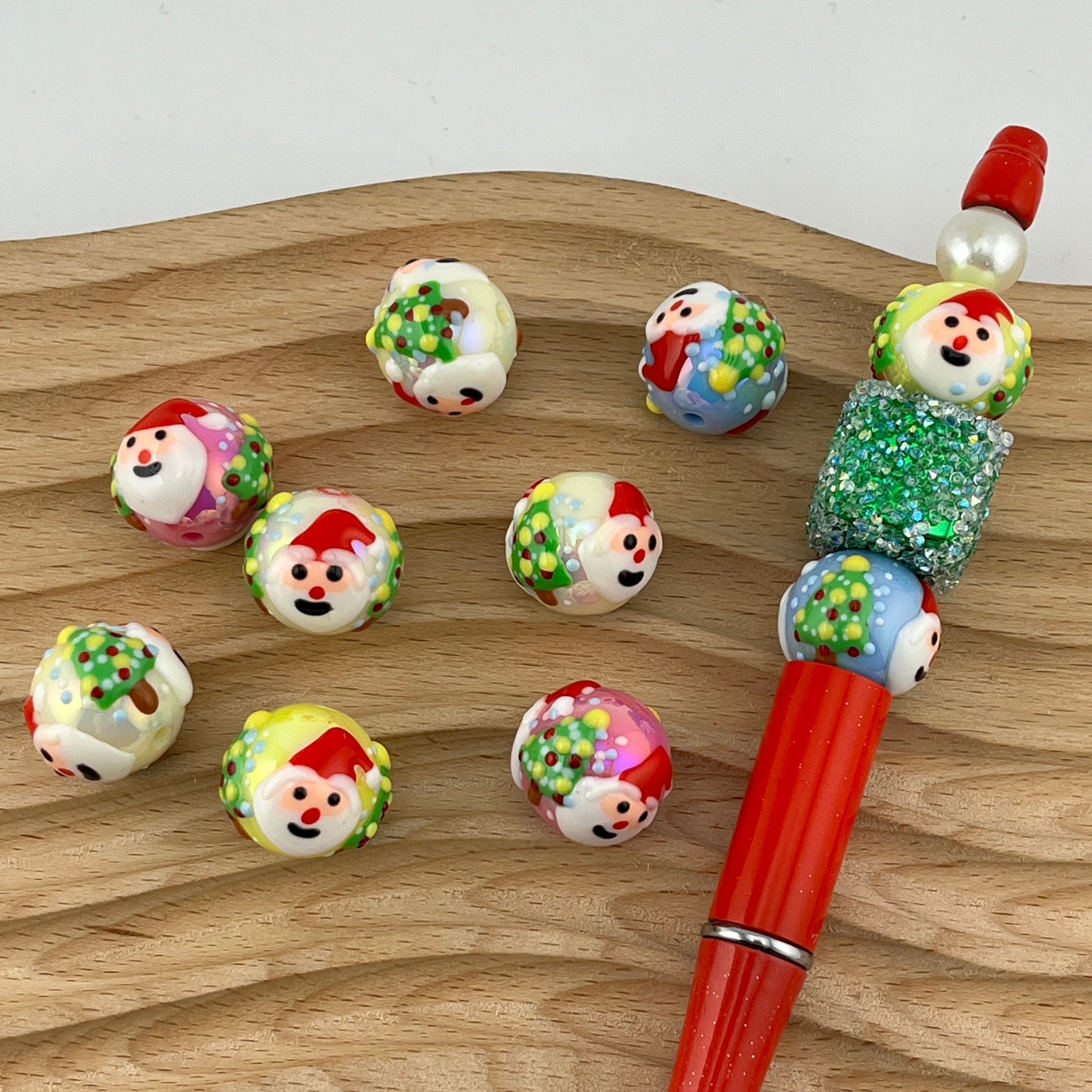 FS1553-(Clearance Sale) Christmas Handpainted Acrylic Beads Fit For Beadable Pens