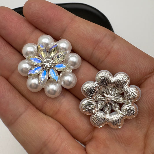 FS5381-29mm Flower Pearl Diamonds  Metal Charms