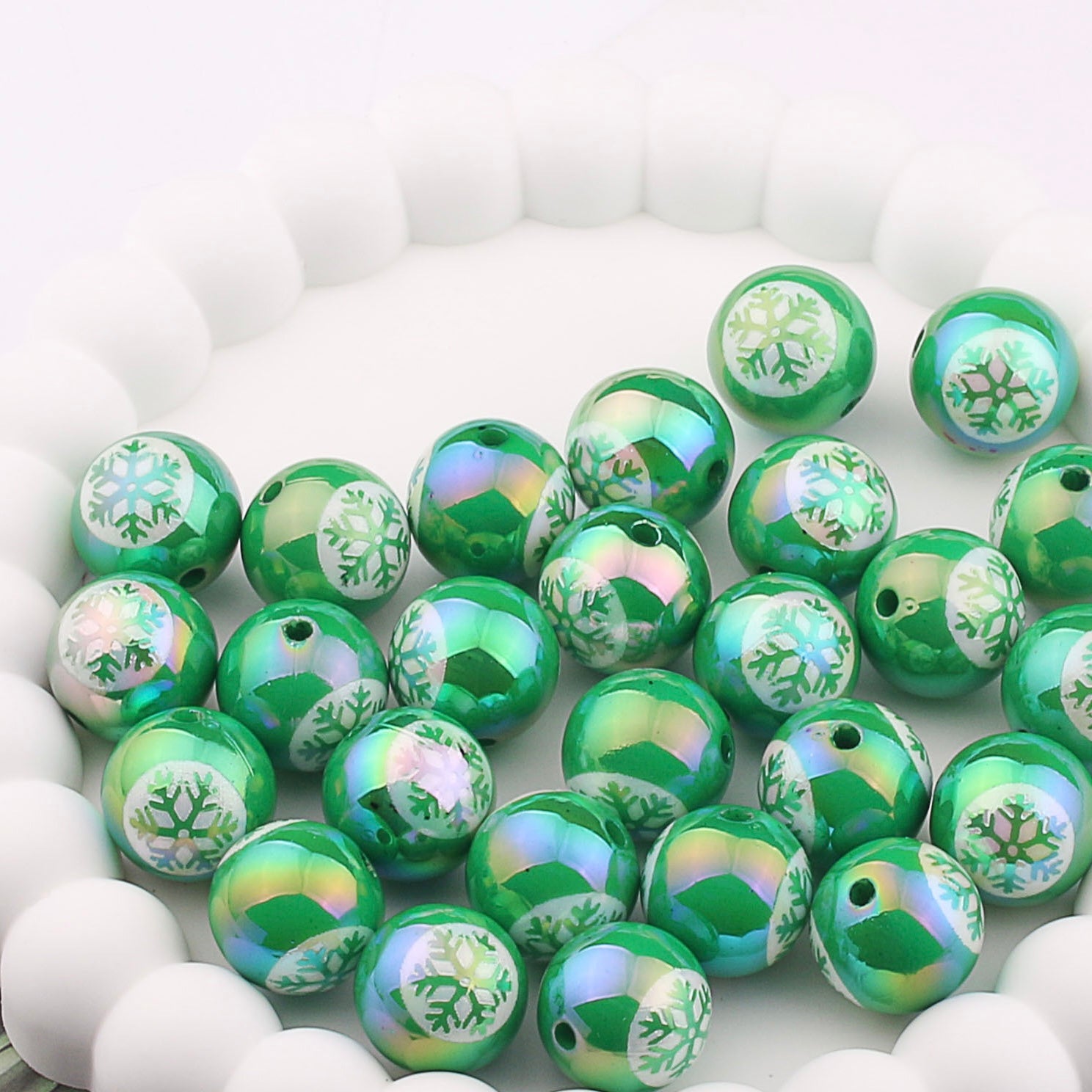 FS2033-16MM Random Mixed Color UV Snow Flake Acrylic Beads Fit For Beadable Pens