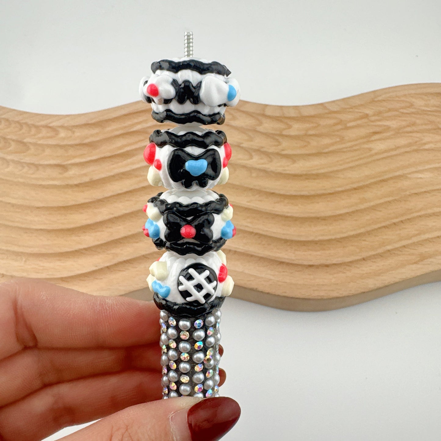 FS3042-16MM Black Hand Painted Acrylic Beads Fit For Beadable Pens