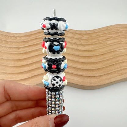FS3042-16MM Black Hand Painted Acrylic Beads Fit For Beadable Pens