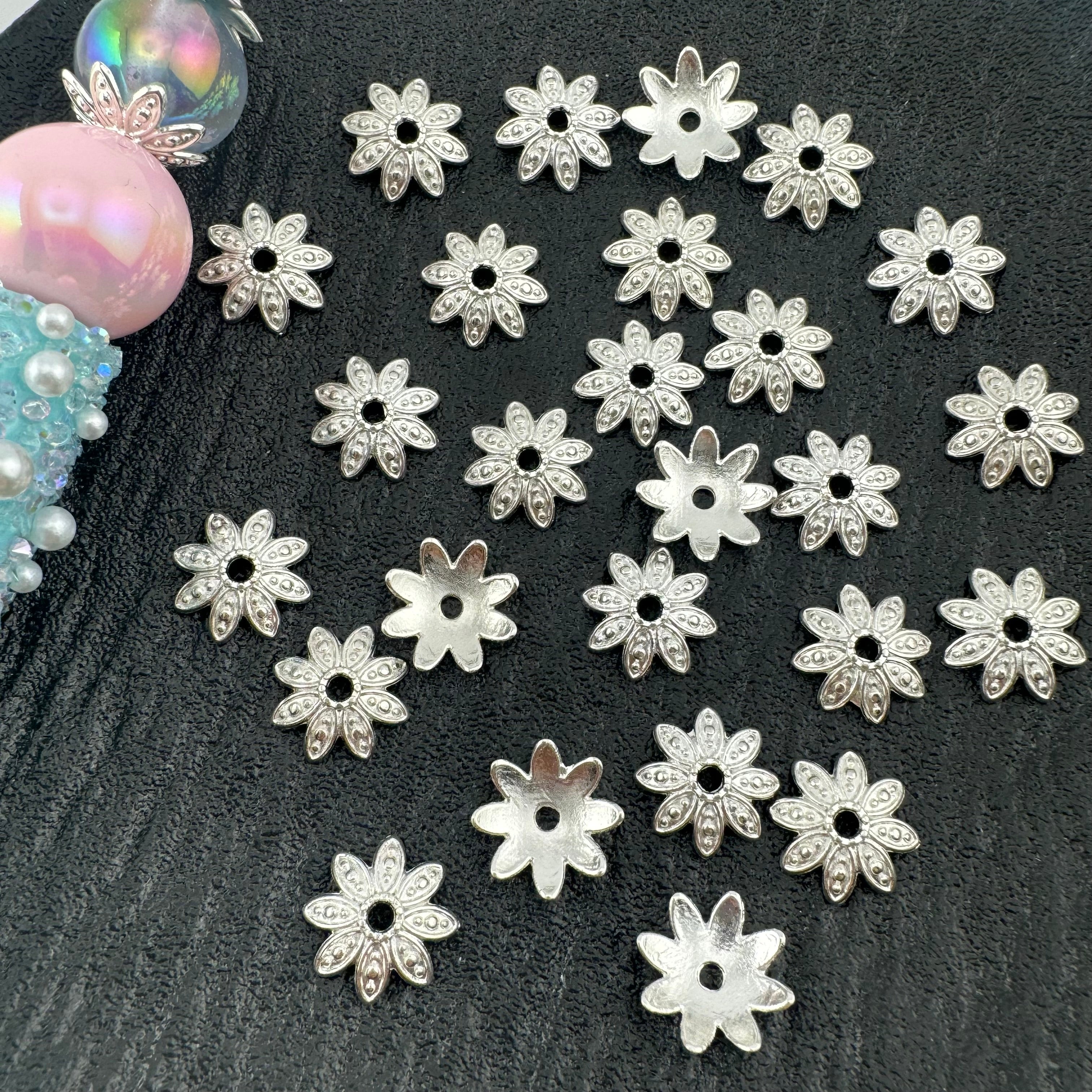 FS1323-14MM Sliver Flower Spacer Fit For Beadable Pens